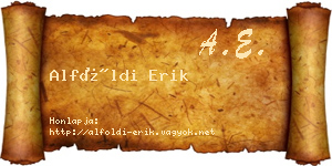 Alföldi Erik névjegykártya